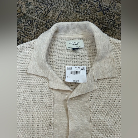 NWT AE Men’s Woven Textured Button-Up Shirt - Picture 5 of 6